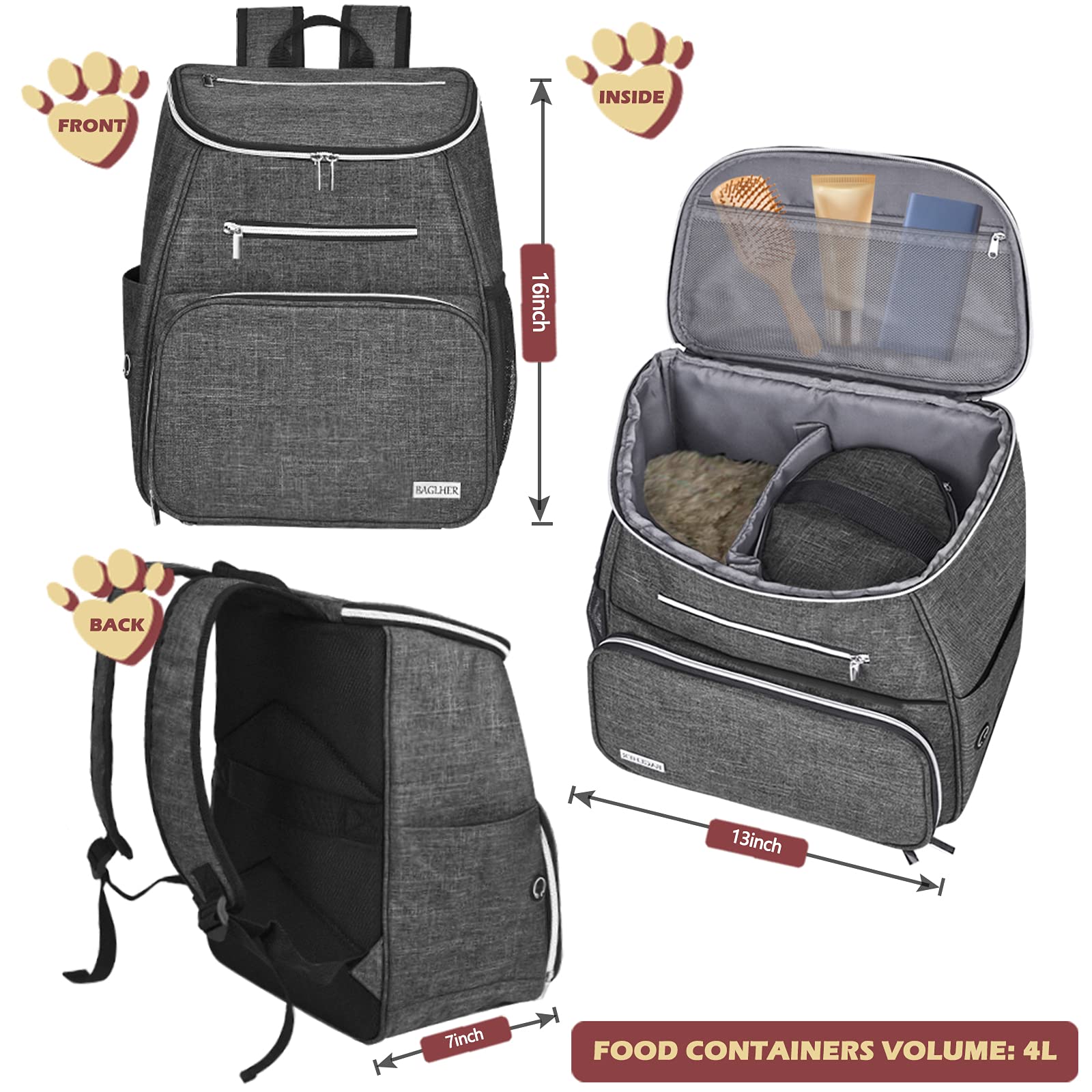 Foto 3 | Bolsa De Viaje Para Perros Baglher Airline Approved, Gris - Venta Internacional.