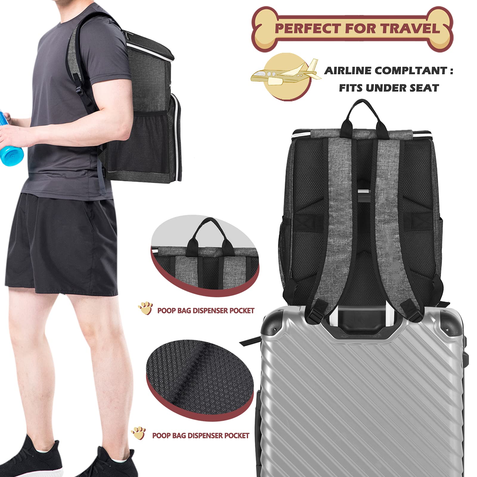 Foto 5 | Bolsa De Viaje Para Perros Baglher Airline Approved, Gris - Venta Internacional.