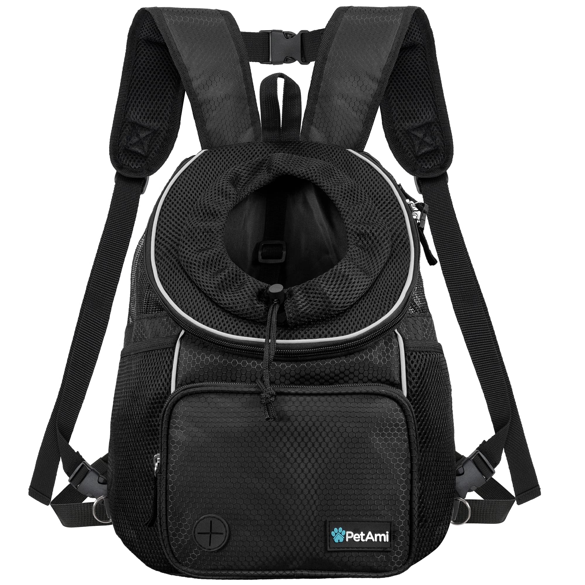 Mochila Frontal Para Perros Petami, Ajustable, Negra, 6,8 Kg - Venta Internacional.