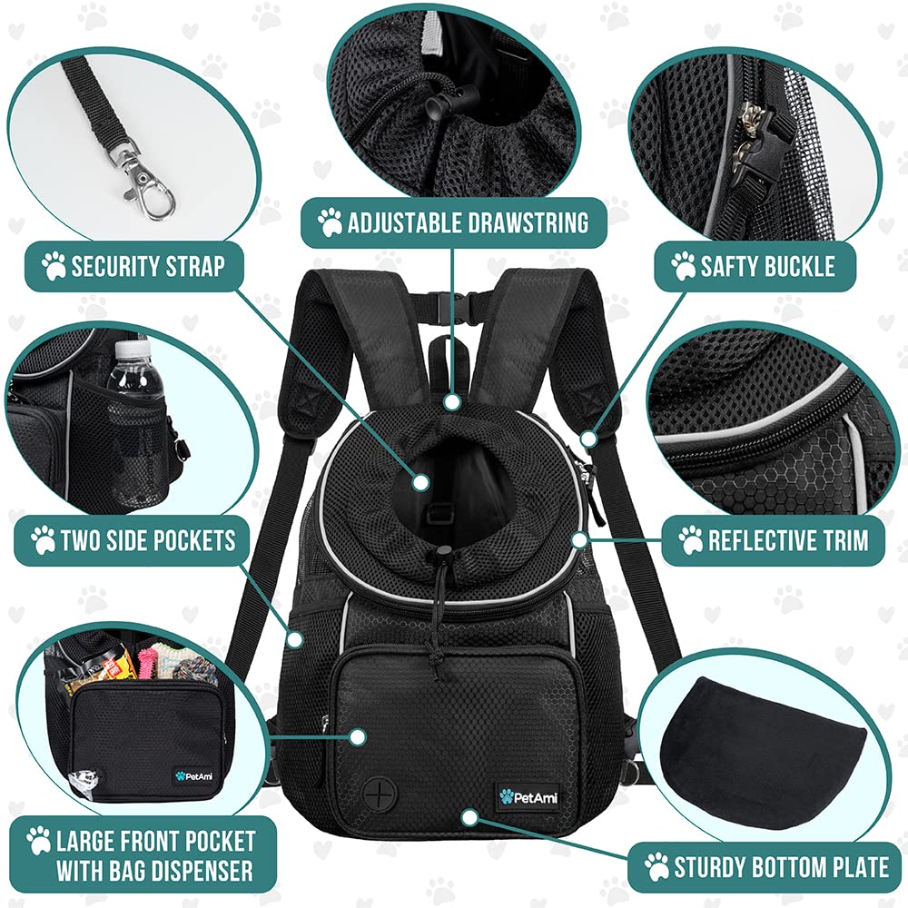 Foto 4 | Mochila Frontal Para Perros Petami, Ajustable, Negra, 6,8 Kg - Venta Internacional.