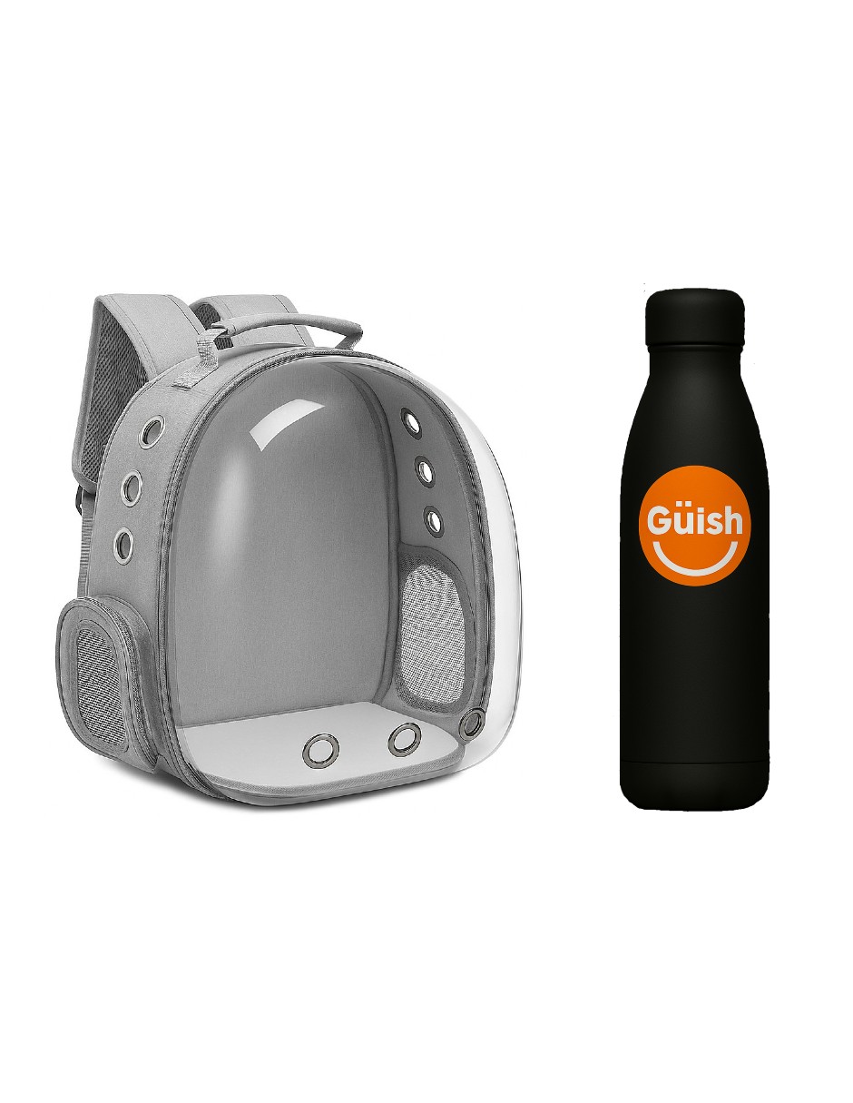 Foto 1 | Mochila Transportadora Para Gato Color Gris + Gratis Termo Güish De Regalo