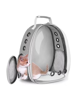 Foto 4 | Mochila Transportadora Para Gato Color Gris + Gratis Termo Güish De Regalo
