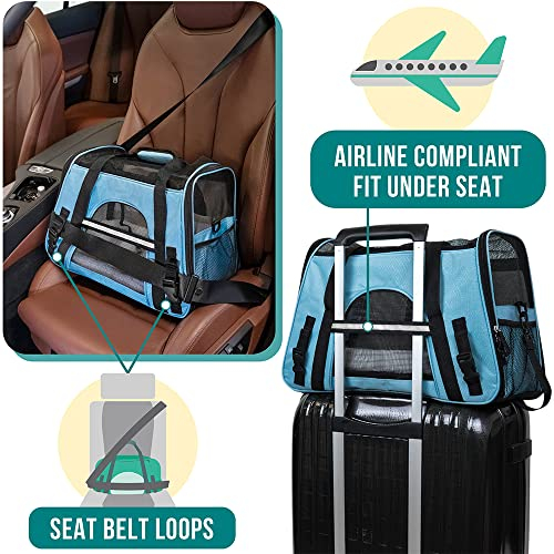 Foto 7 pulgar | Transportín Para Mascotas Petami Premium Airline, Aprobado Por La Aerolínea, Azul - Venta Internacional.