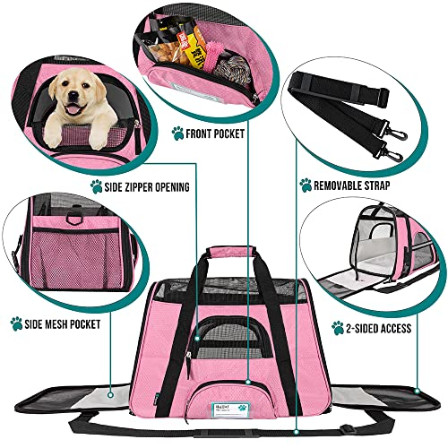 Foto 4 pulgar | Transportín De Viaje Para Mascotas Petami Premium Con Lados Blandos, Tamaño Pequeño, Color Rosa - Venta Internacional.