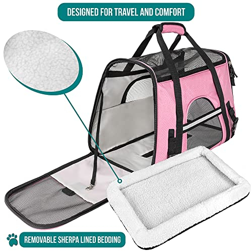 Foto 4 | Transportín De Viaje Para Mascotas Petami Premium Con Lados Blandos, Tamaño Pequeño, Color Rosa - Venta Internacional.