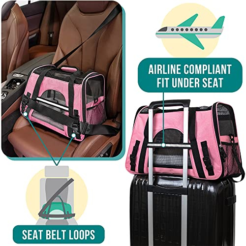 Foto 6 | Transportín De Viaje Para Mascotas Petami Premium Con Lados Blandos, Tamaño Pequeño, Color Rosa - Venta Internacional.
