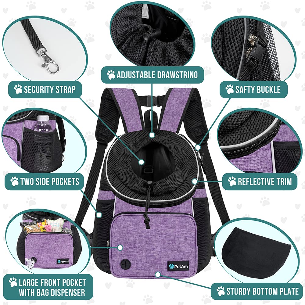 Foto 4 | Mochila Frontal Para Perros Petami Purple Para 4,5 Kg - Venta Internacional.