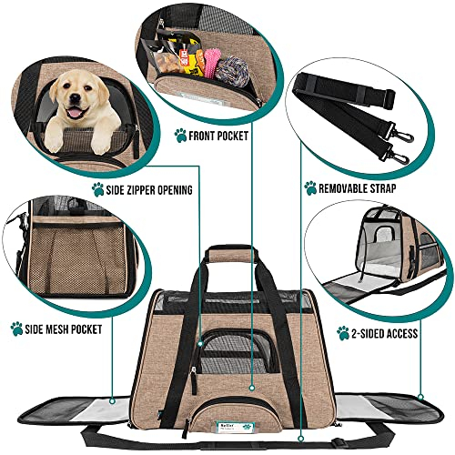 Foto 3 | Transportín De Viaje Para Mascotas Petami Premium, Con Laterales Blandos, Color Marrón Jaspeado - Venta Internacional.
