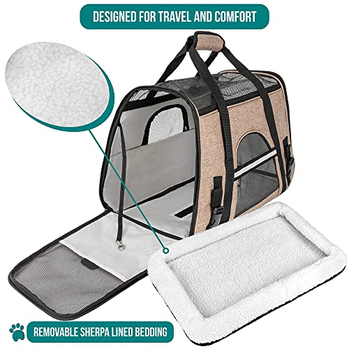 Foto 5 pulgar | Transportín De Viaje Para Mascotas Petami Premium, Con Laterales Blandos, Color Marrón Jaspeado - Venta Internacional.