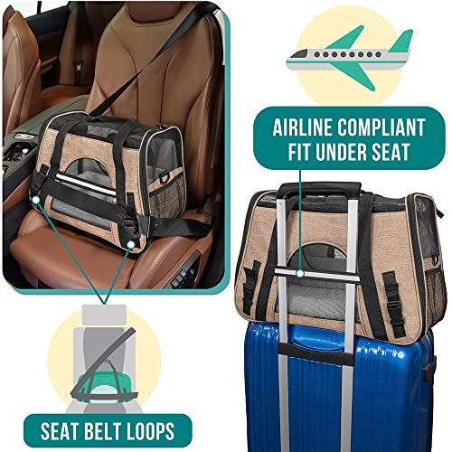 Foto 6 | Transportín De Viaje Para Mascotas Petami Premium, Con Laterales Blandos, Color Marrón Jaspeado - Venta Internacional.