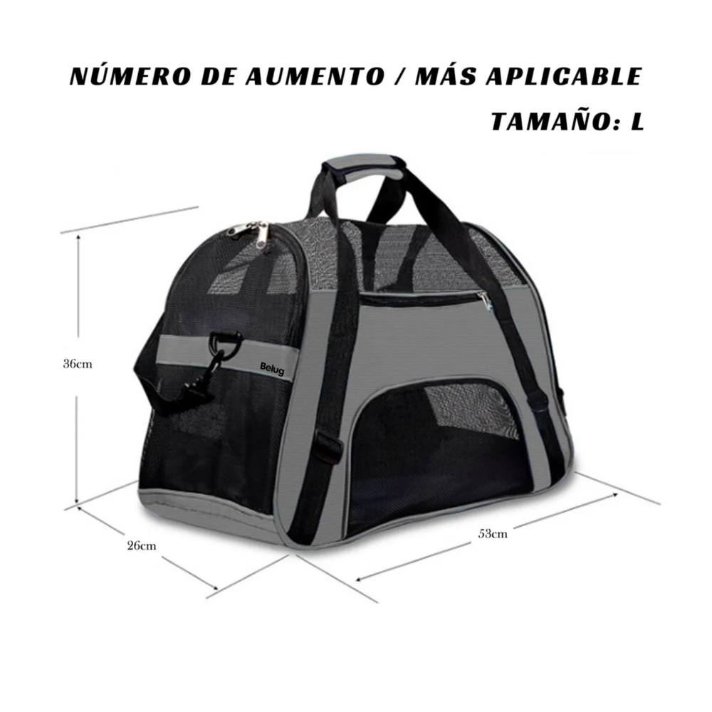 Foto 4 pulgar | Transportadora Mascota Bolsa Portátil Belug, Negro Gris