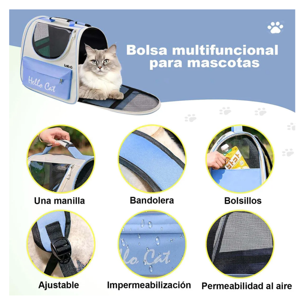Foto 4 | Mochila Back Pack Transportadora Gato Perro Mascota Pequeña Lab.g, Azul
