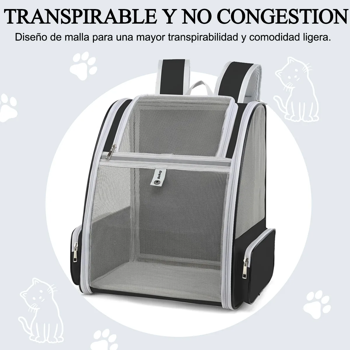 Foto 3 pulgar | Mochila Transportadora Para Perros/gatos Plegable Gris Negro