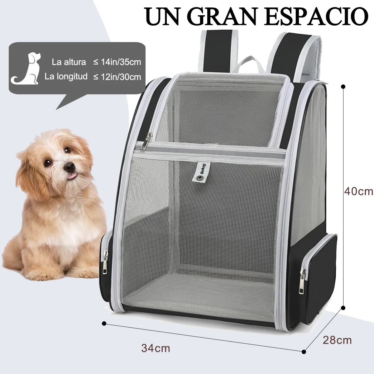 Foto 4 pulgar | Mochila Transportadora Para Perros/gatos Plegable Gris Negro