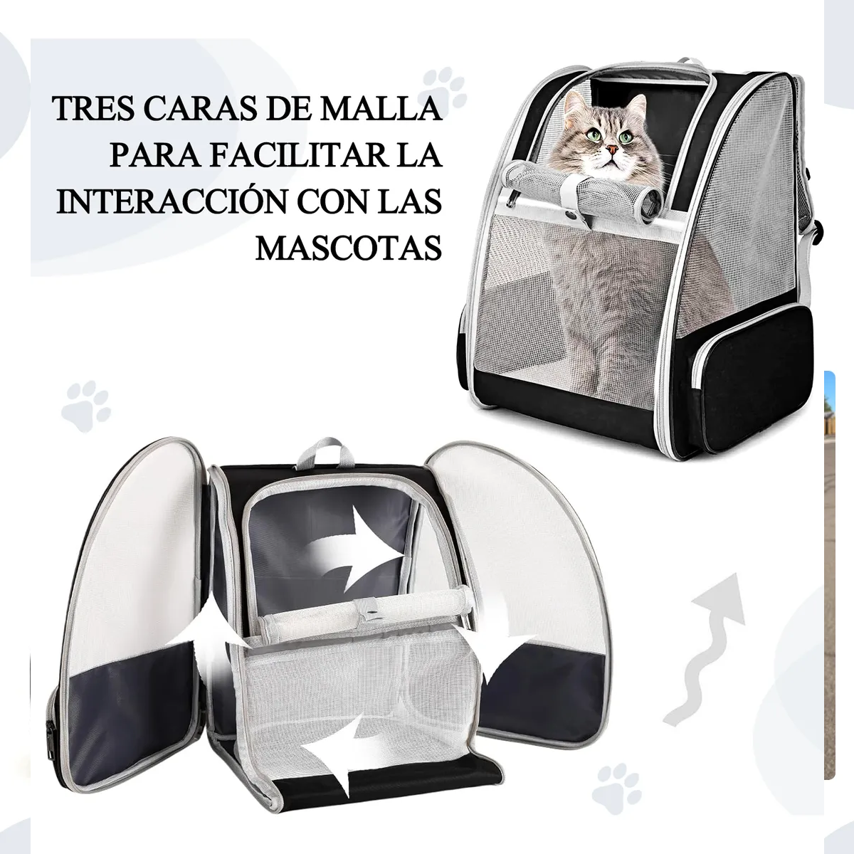 Foto 5 | Mochila Transportadora Para Perros/gatos Plegable Gris Negro