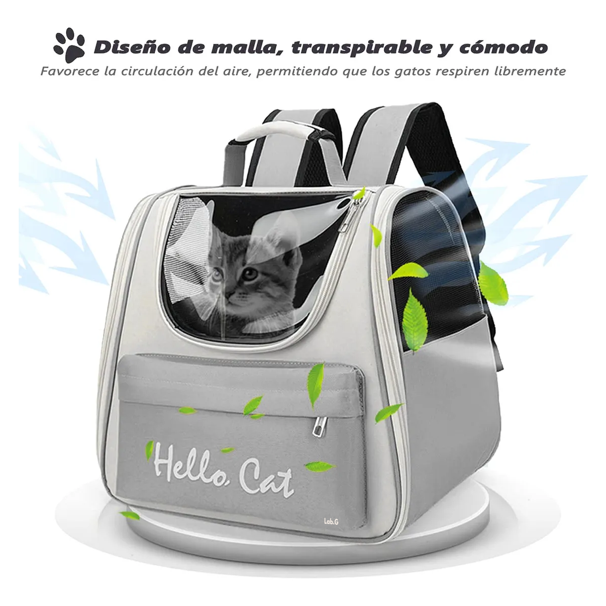 Foto 4 pulgar | Mochila Back Pack Lab.g Transportadora Gato Perro Mascota Pequeña Gris