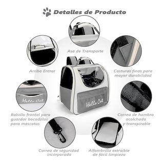 Foto 4 | Mochila Back Pack Lab.g Transportadora Gato Perro Mascota Pequeña Gris