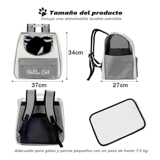 Foto 5 | Mochila Back Pack Lab.g Transportadora Gato Perro Mascota Pequeña Gris