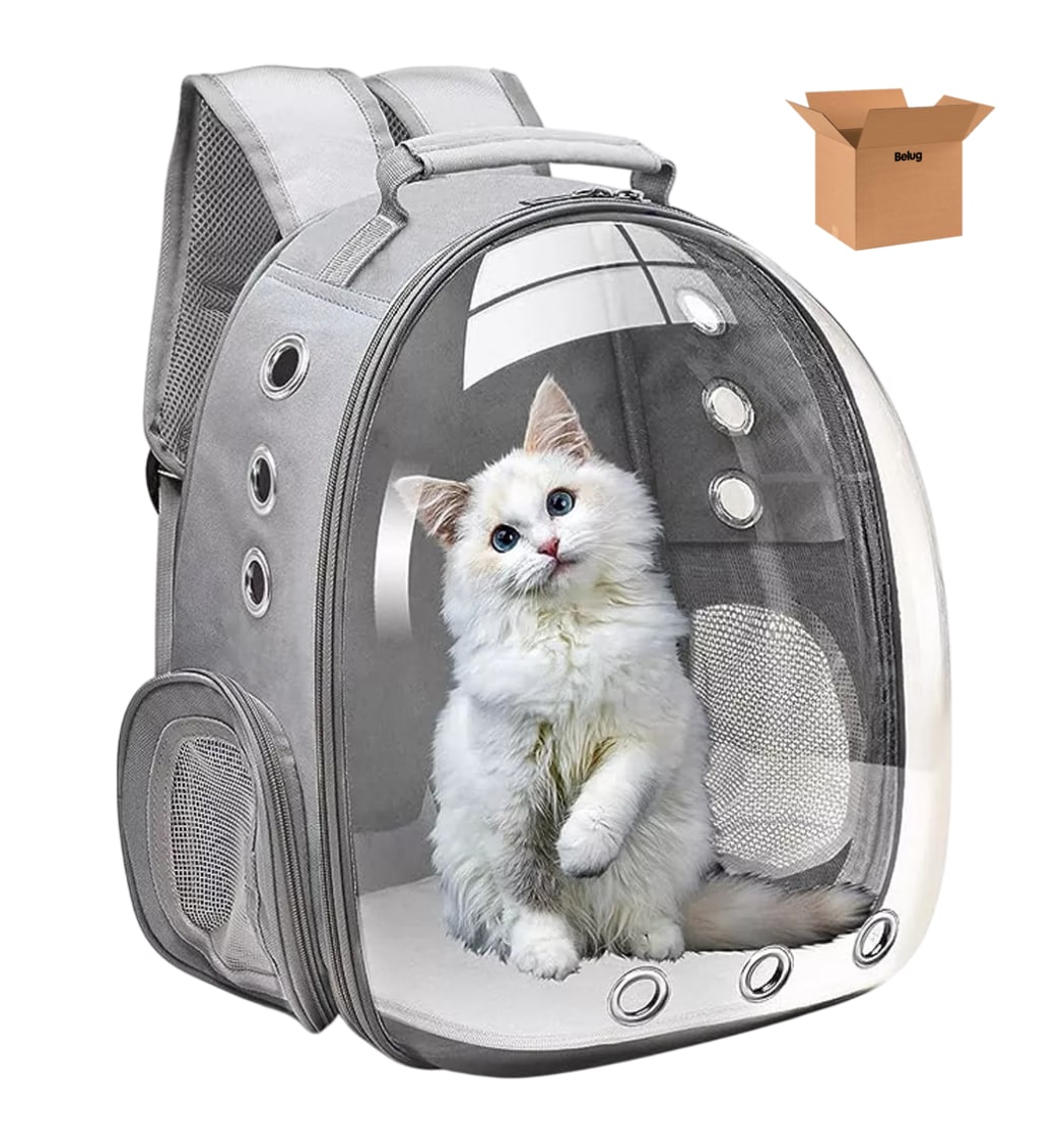 Mochila Belug Transportadora Mascota Expandible Gris