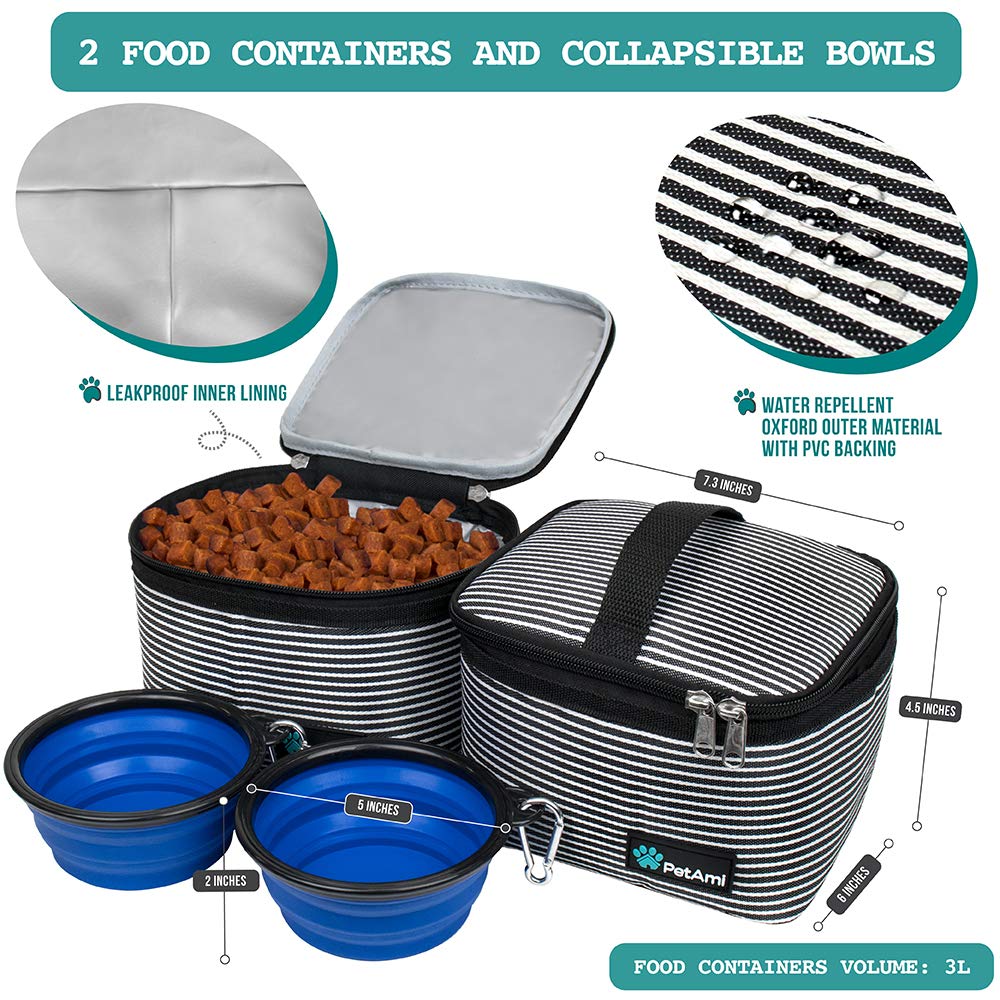 Foto 4 pulgar | Bolsa De Viaje Para Perros Petami Con Recipiente De Comida Y Cuencos, Color Negro - Venta Internacional.