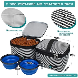 Foto 3 | Bolsa De Viaje Para Perros Petami Con Recipiente De Comida Y Cuencos, Color Negro - Venta Internacional.