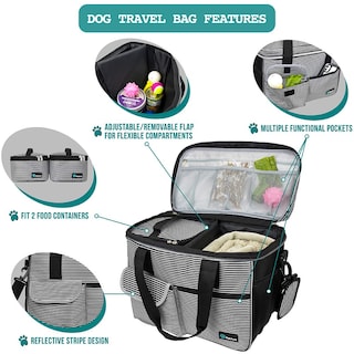 Foto 4 | Bolsa De Viaje Para Perros Petami Con Recipiente De Comida Y Cuencos, Color Negro - Venta Internacional.