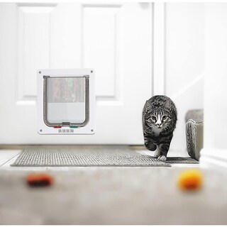 Foto 1 | Puerta Abatible Para Gatos Sanlin Beans, Mediana, Con Cierre Magnético De 4 Vías, Color Blanco - Venta Internacional.