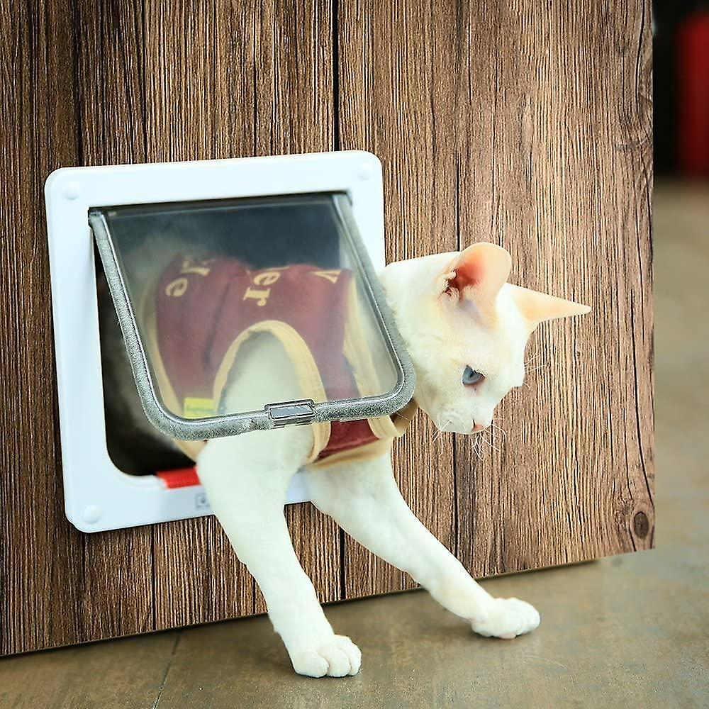 Foto 3 pulgar | Puerta Abatible Para Gatos Sanlin Beans, Mediana, Con Cierre Magnético De 4 Vías, Color Blanco - Venta Internacional.