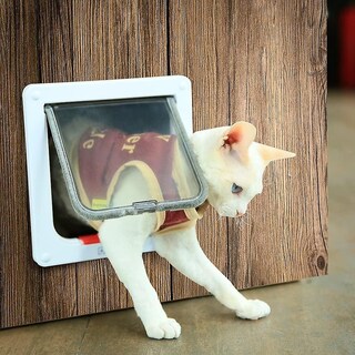 Foto 2 | Puerta Abatible Para Gatos Sanlin Beans, Mediana, Con Cierre Magnético De 4 Vías, Color Blanco - Venta Internacional.