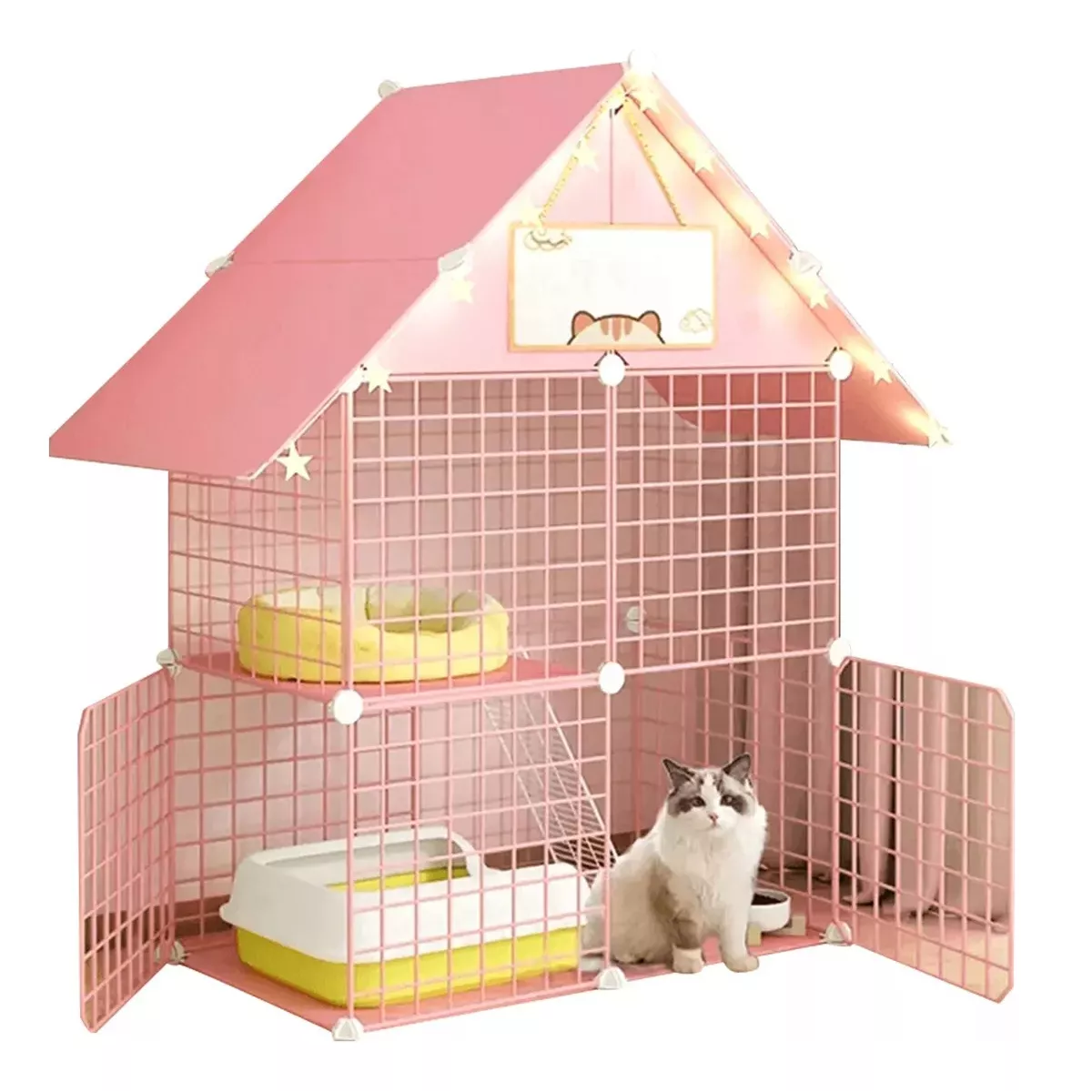 Foto 1 | Jaula Para Gatos De Interior Desmontable De Alambre De Metal Eo Safe Imports Esi-17140 Rosa