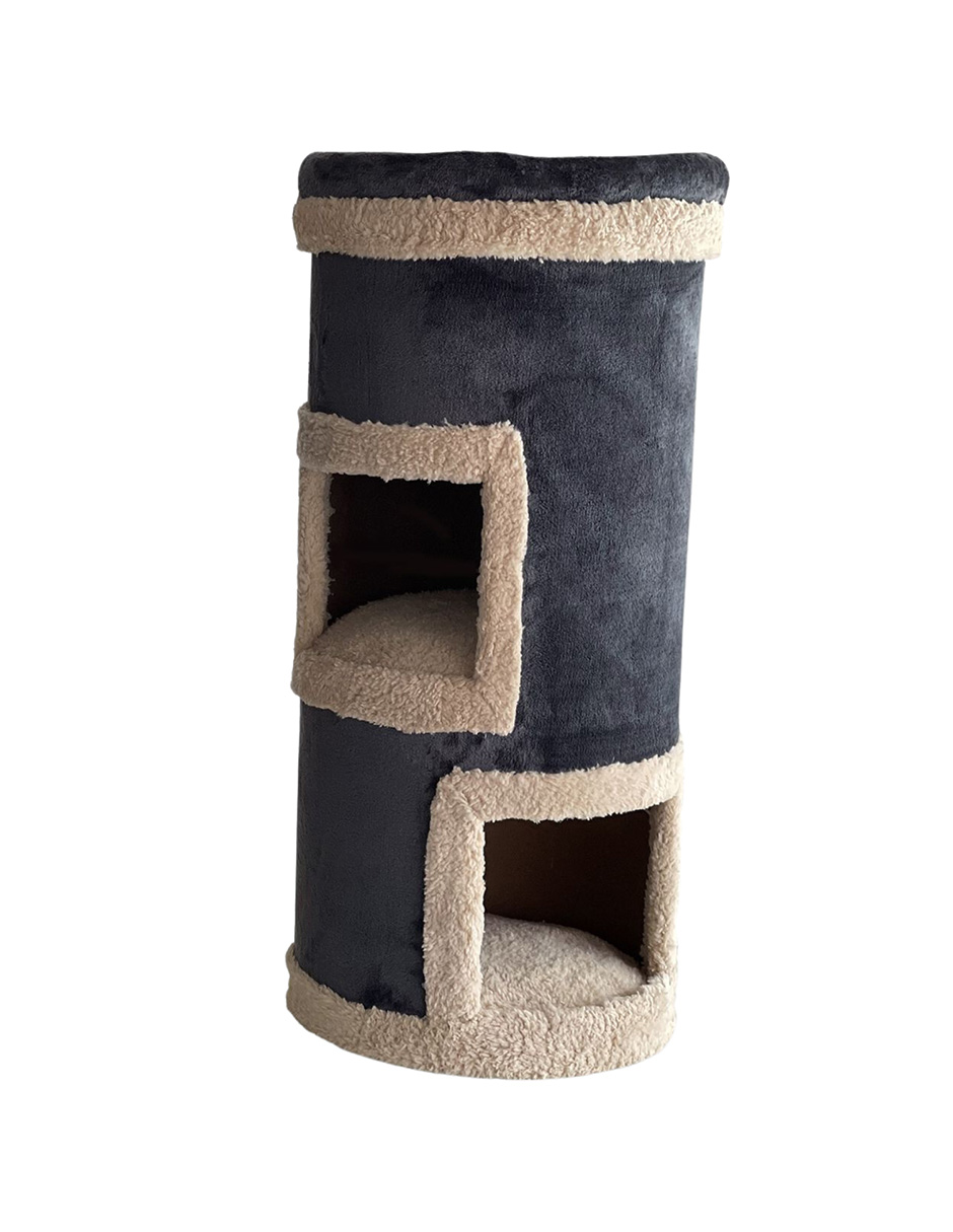 Casa Cama Rascador para Gatos Golden King color Gris de 77 cm de Alto