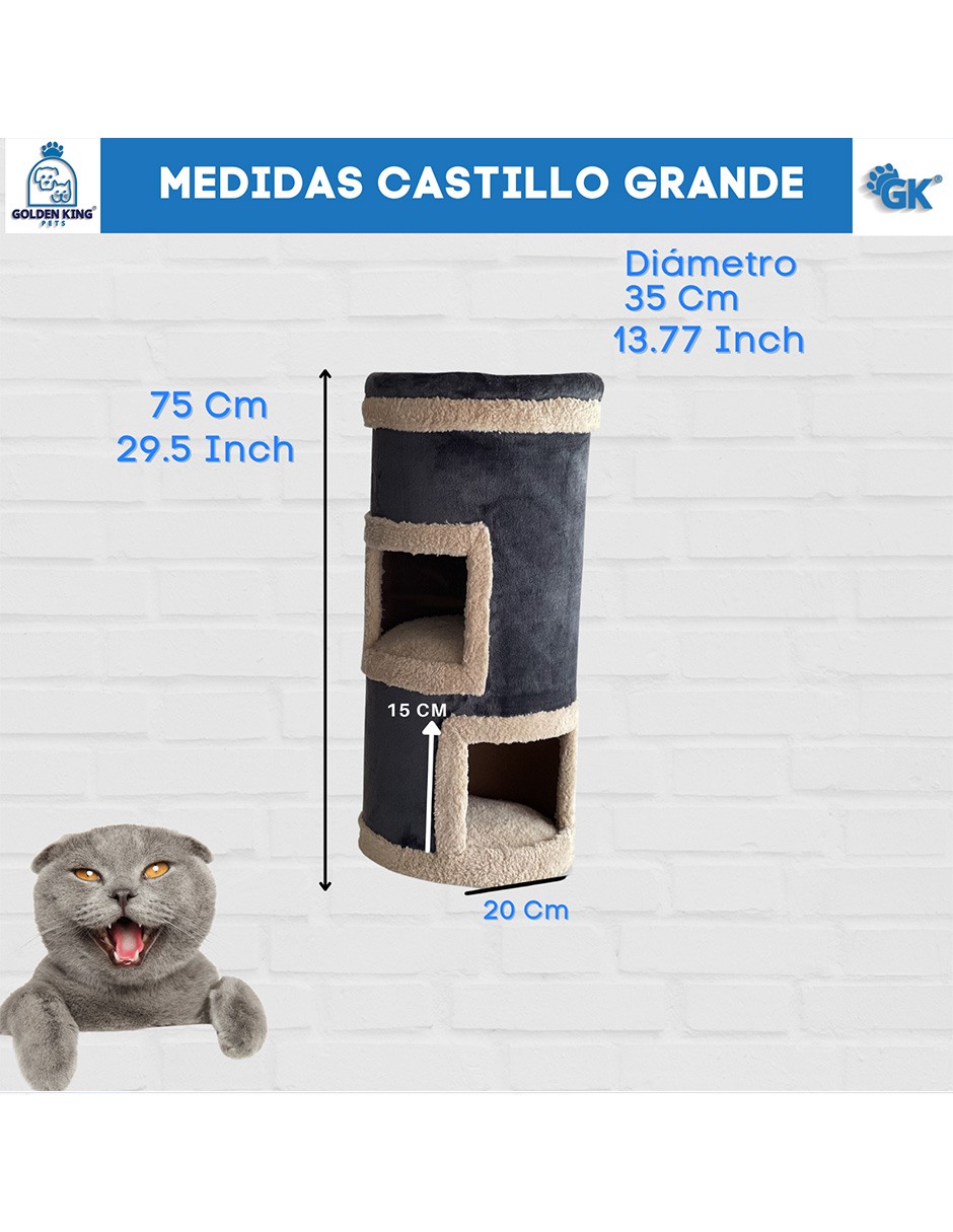 Foto 6 pulgar | Casa Cama Rascador para Gatos Golden King color Gris de 77 cm de Alto