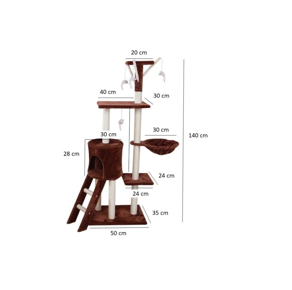 Foto 3 pulgar | Rascador para Gato Casa Juguete 140 cm Malubero Marrón