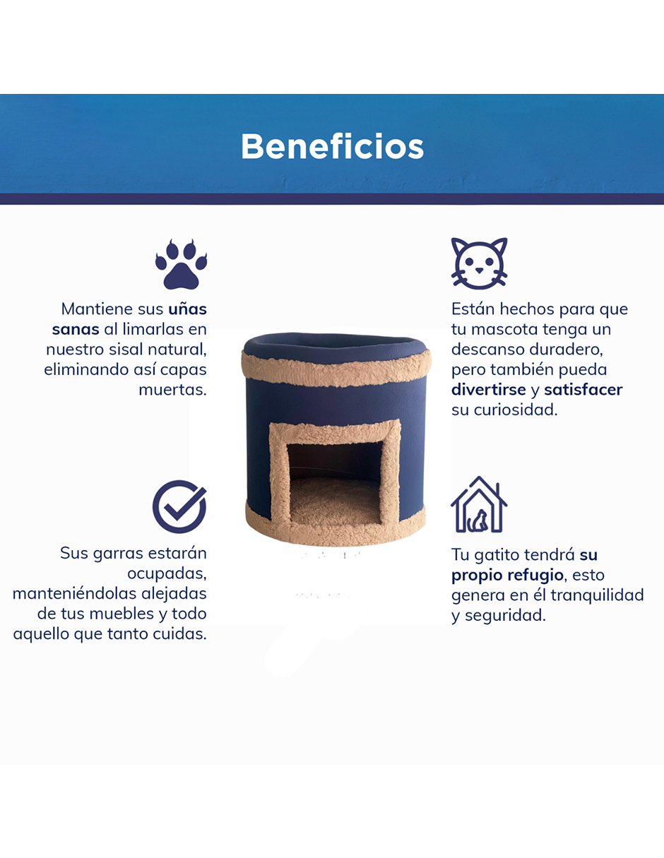 Foto 4 pulgar | Cama Rascador Casa Para Gatos Mexicano con Catnip