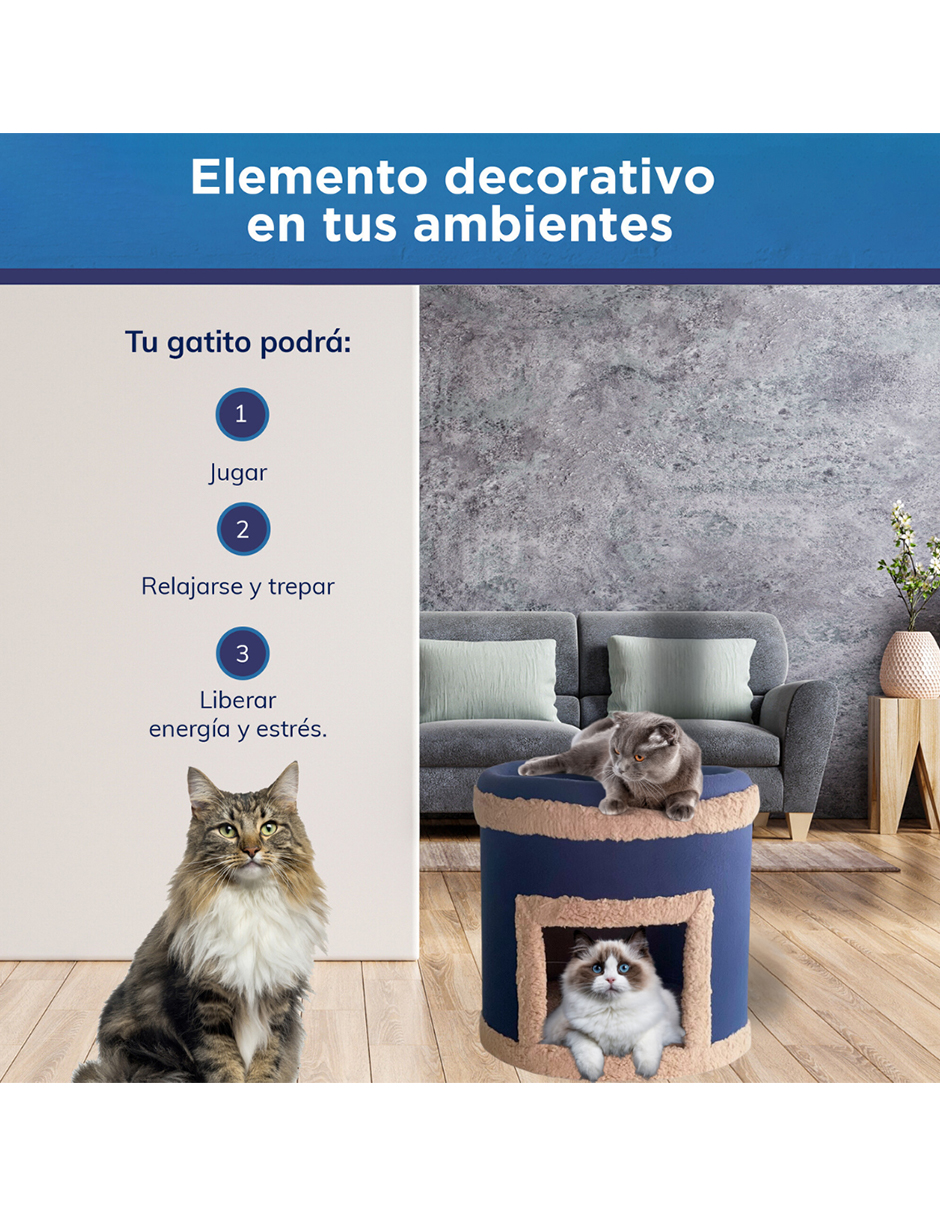 Foto 7 pulgar | Cama Rascador Casa Para Gatos Mexicano con Catnip