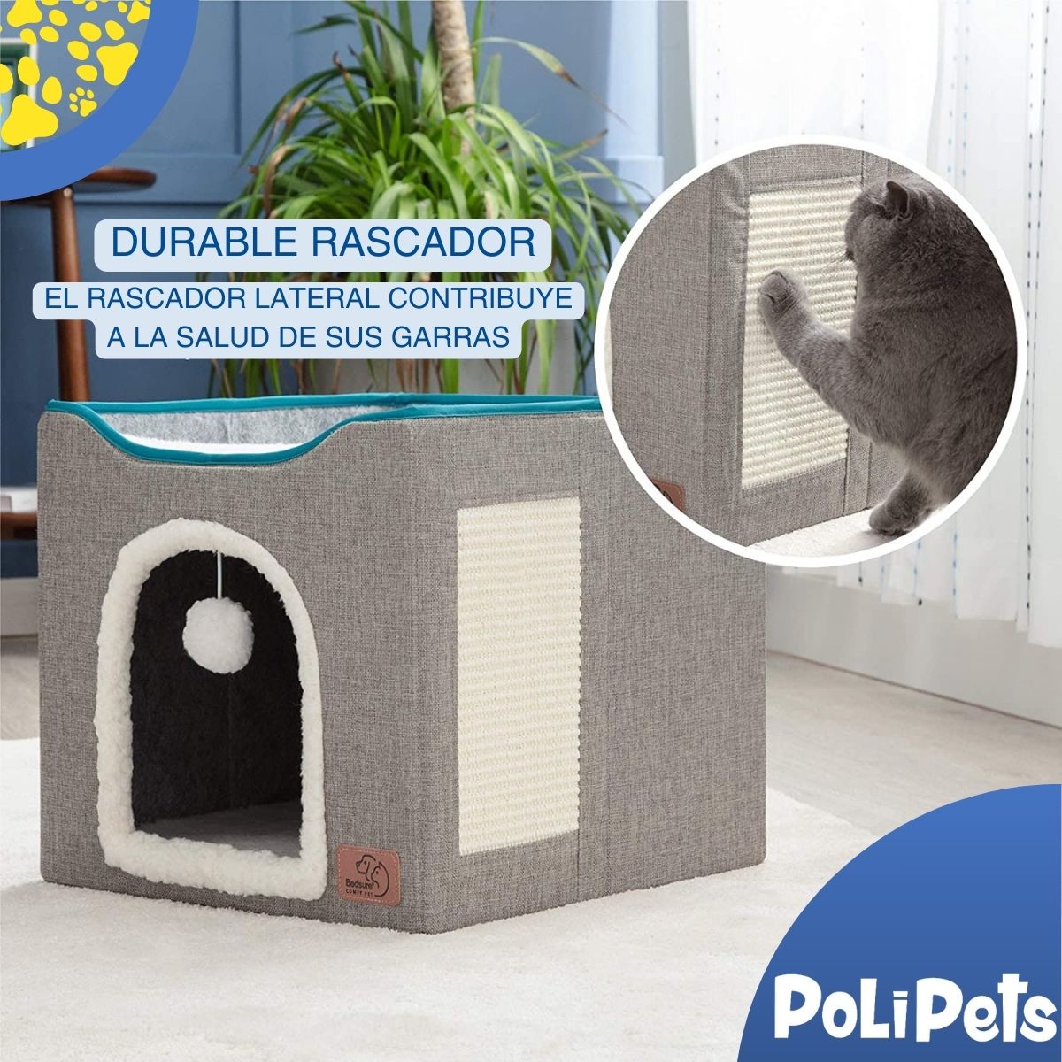Foto 5 pulgar | Casa Rascador para Gatos Poli Pets color Gris