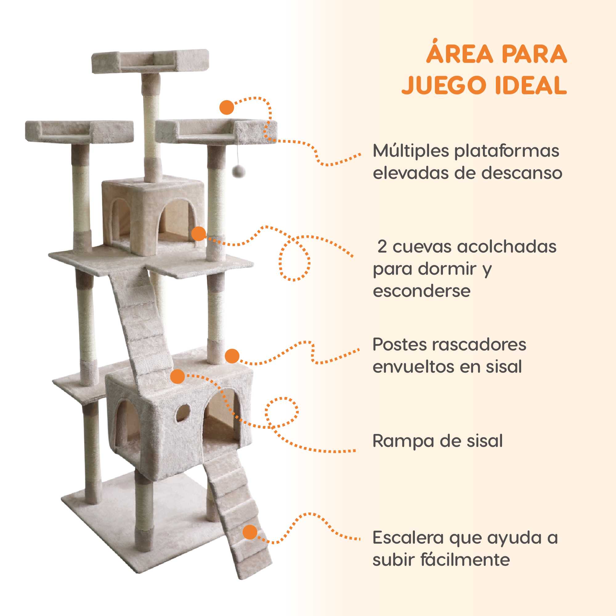Foto 2 | Mueble Rascador Poli Pets PP-MR01BE-BUR para Gato Burmilla