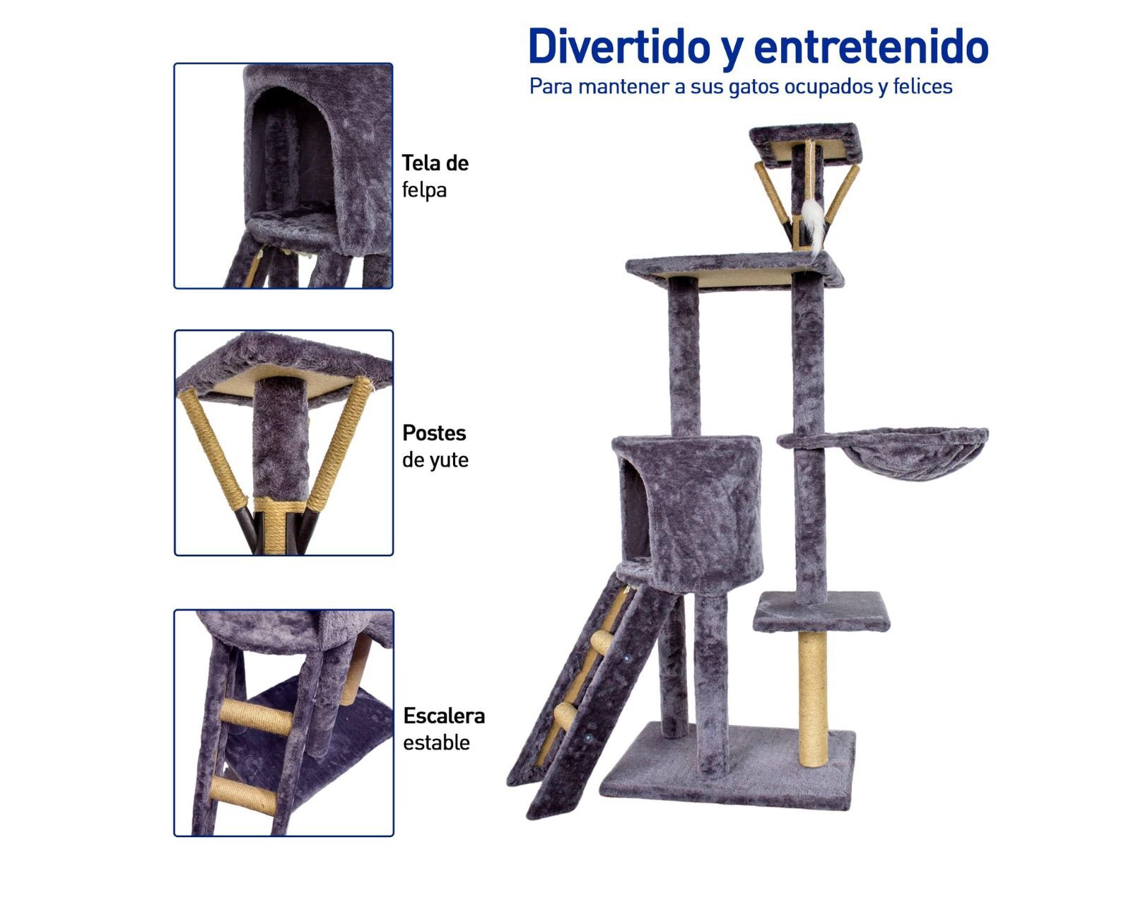 Foto 5 pulgar | Rascador Bluelander color Gris 3 Niveles para Gato