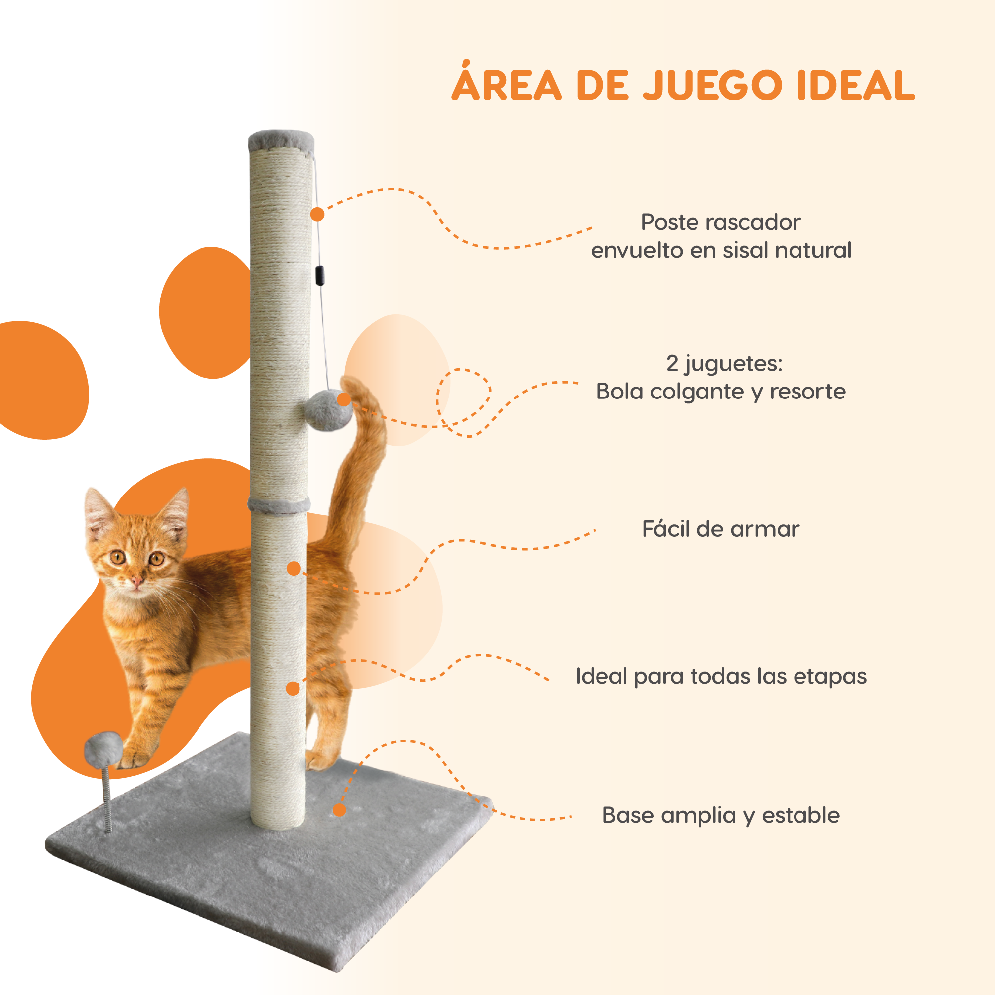 Foto 3 pulgar | Poste Rascador Poli Pets Tokinés de Sisal para Gato
