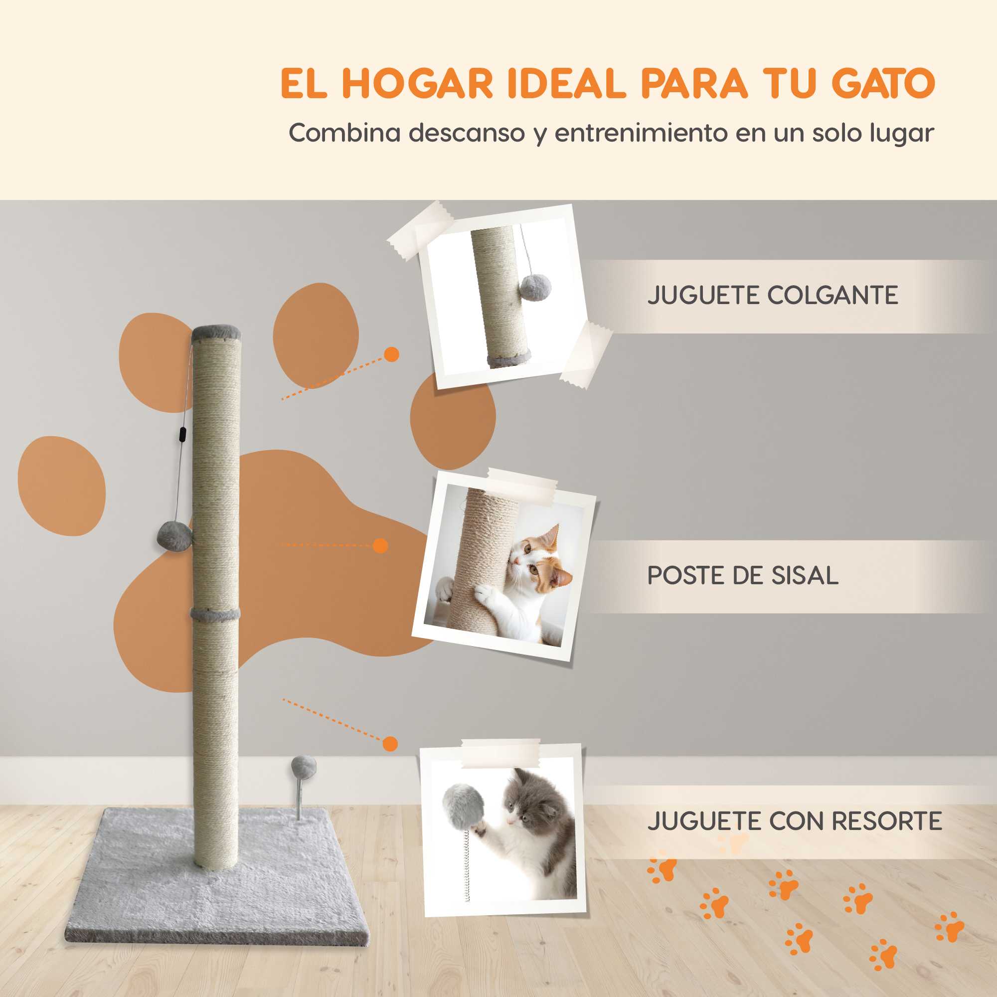 Foto 4 pulgar | Poste Rascador Poli Pets Tokinés de Sisal para Gato