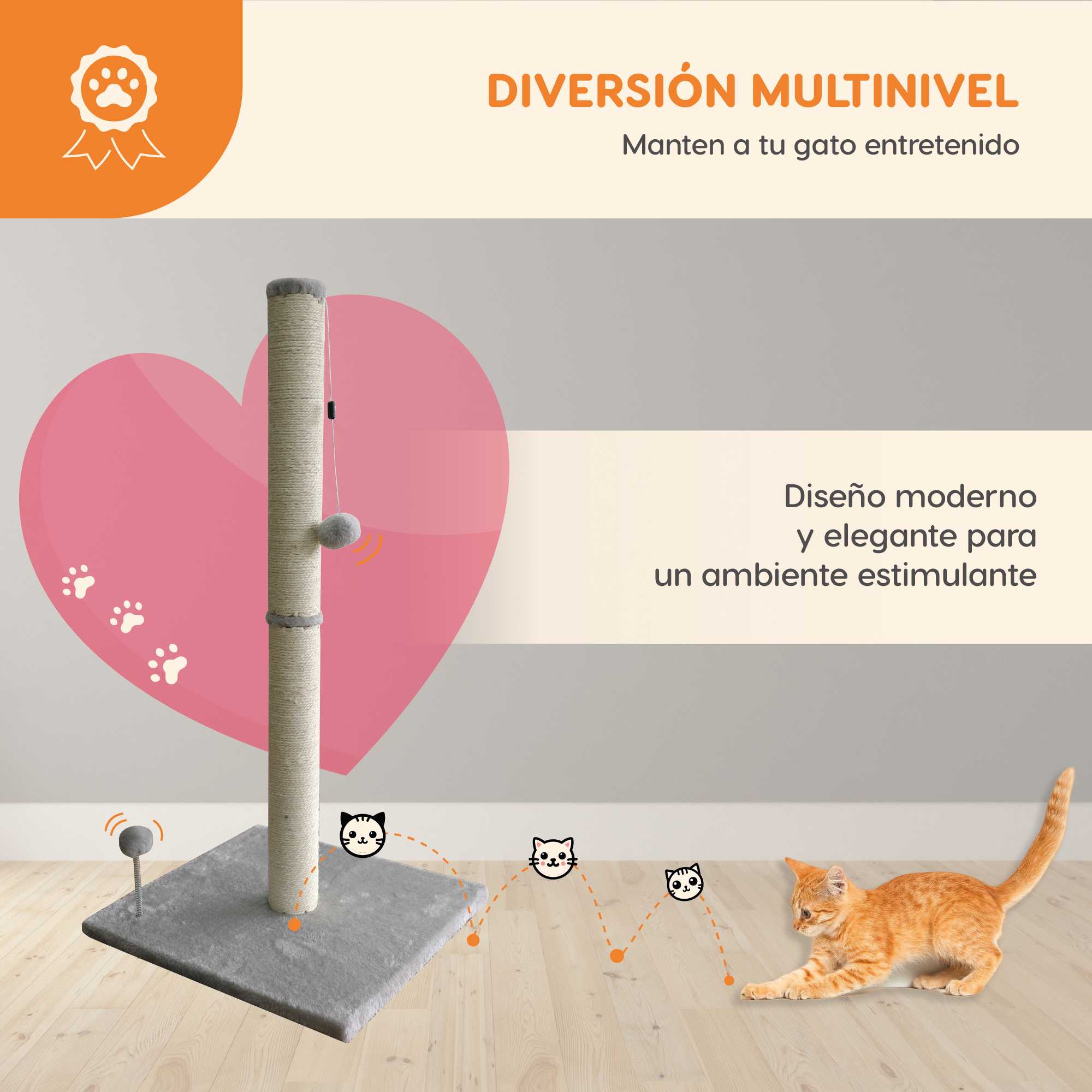 Foto 8 pulgar | Poste Rascador Poli Pets Tokinés de Sisal para Gato