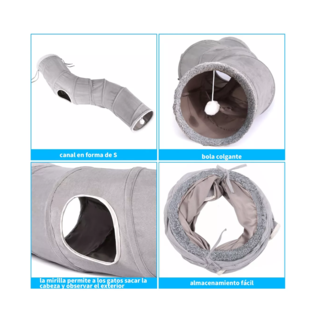 Foto 5 | Túnel Plegable con Bola Colgante Forma De S 124 Cm Gris Para Gato