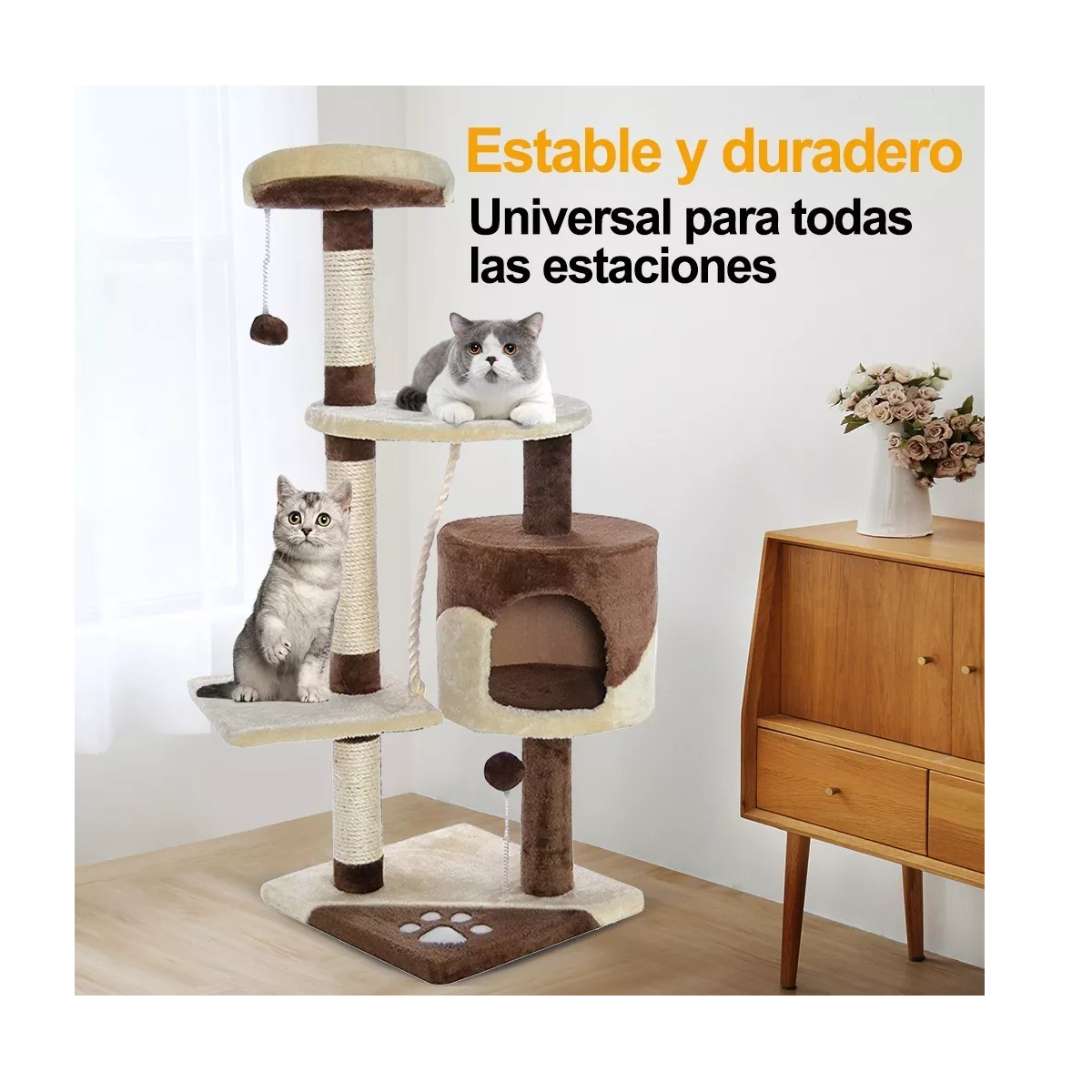 Foto 3 pulgar | Arbol Trepador Rascador Para Gatos Eo Safe Imports Esi-10848 Beige