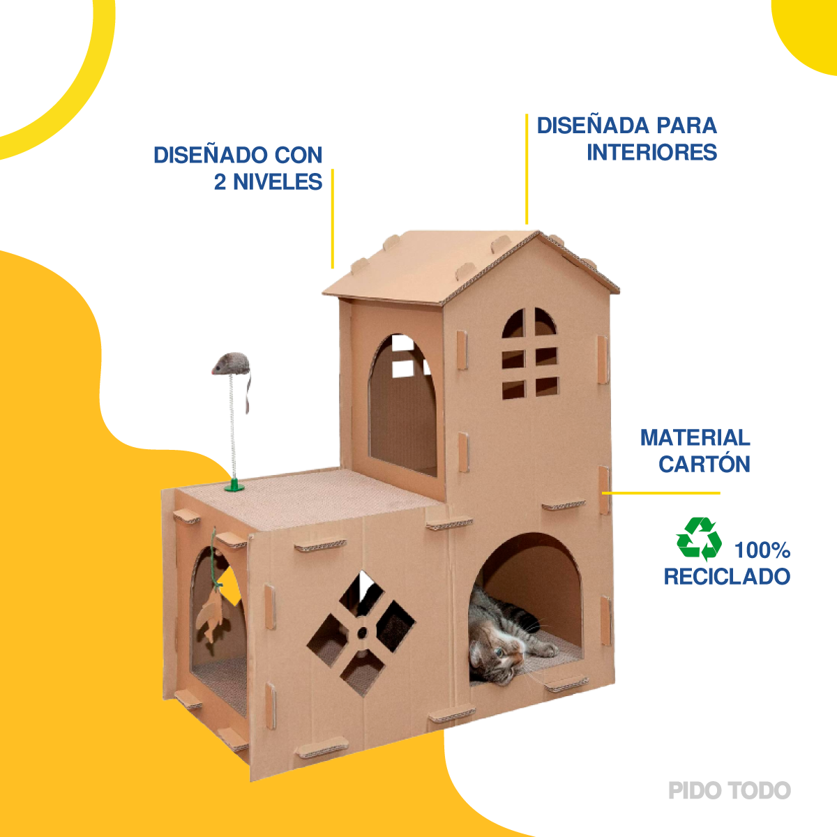 Foto 4 pulgar | Casa Cama Rascador Poli Pets PP-CCPGCR de Cartón Corrugado para Mascota