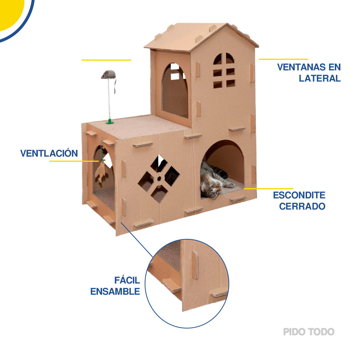 Foto 5 pulgar | Casa Cama Rascador Poli Pets PP-CCPGCR de Cartón Corrugado para Mascota