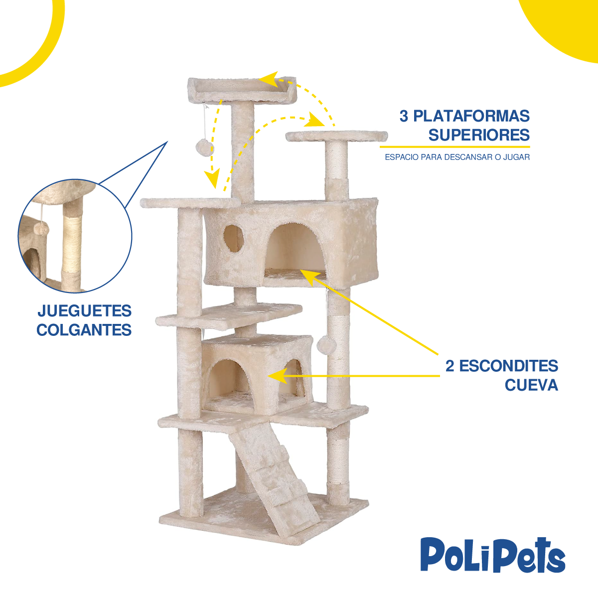 Foto 4 pulgar | Rascador Poli Pets 55" para Gato