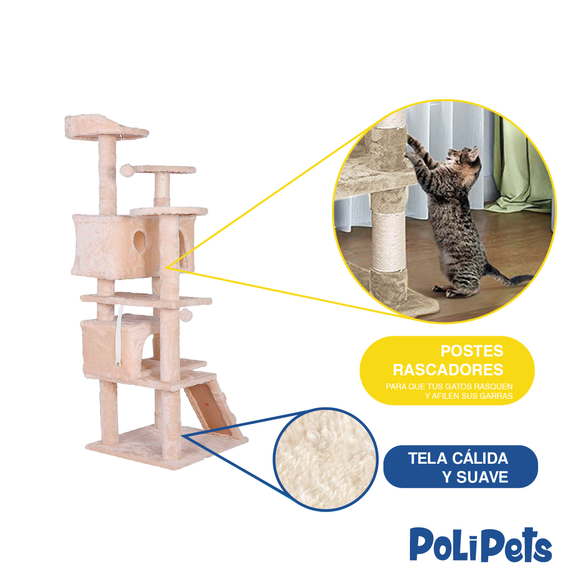 Foto 5 pulgar | Rascador Poli Pets 55" para Gato