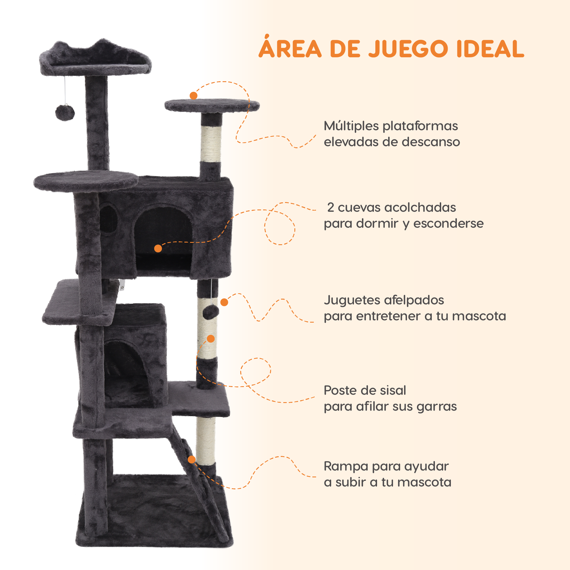 Foto 4 pulgar | Mueble Rascador Poli Pets 55'' Korat para Gato