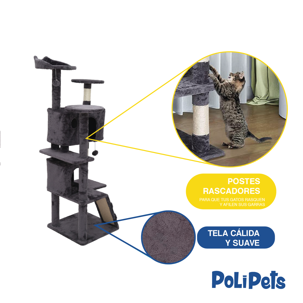 Foto 8 pulgar | Mueble Rascador Poli Pets 55'' Korat para Gato