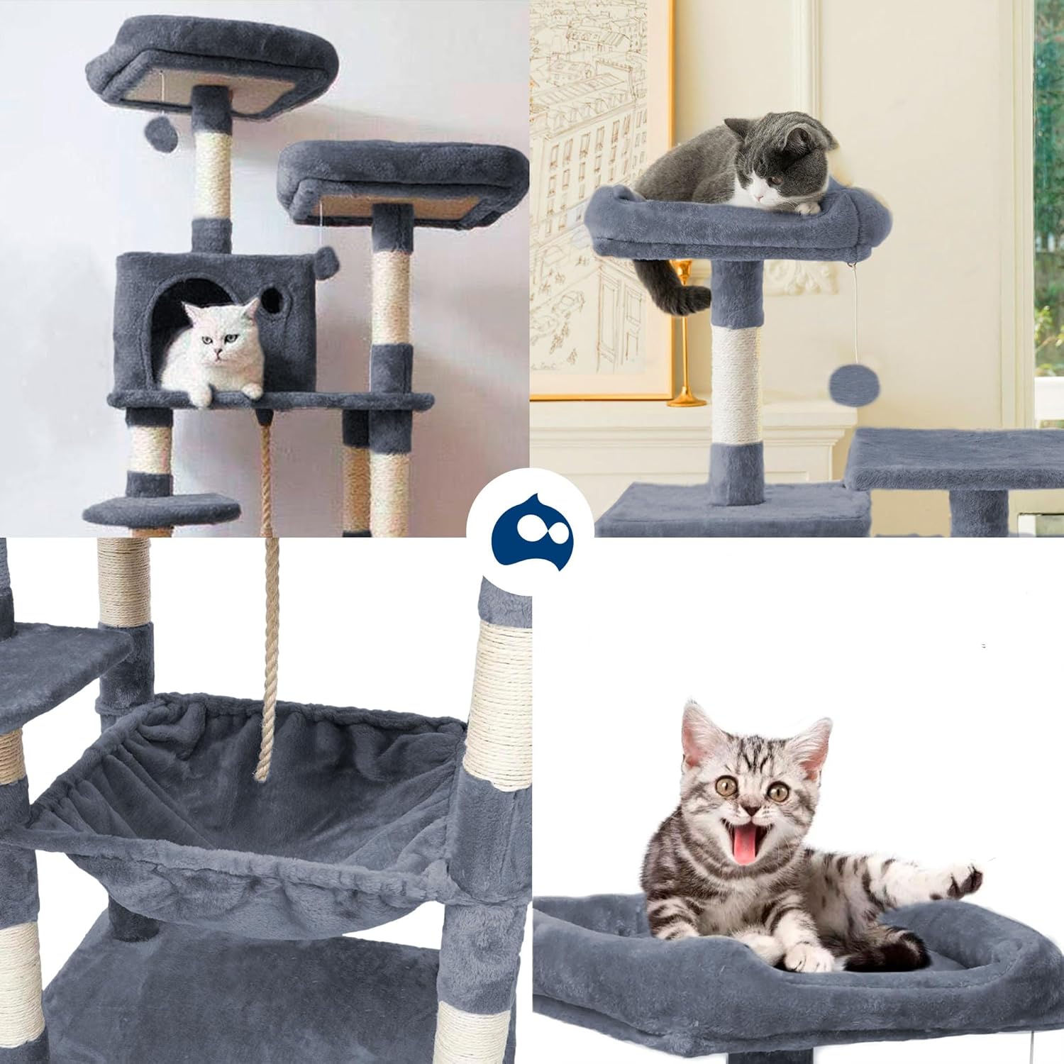 Foto 4 | Torre Para Gatos 1.5 M Torre De Actividades Azul Bluelander